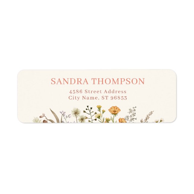Boho Watercolor Wildflower Return Address (Front)