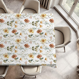 Boho Watercolor Wildflower Tablecloth