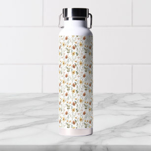 Boho Watercolor Wildflower Water Bottle