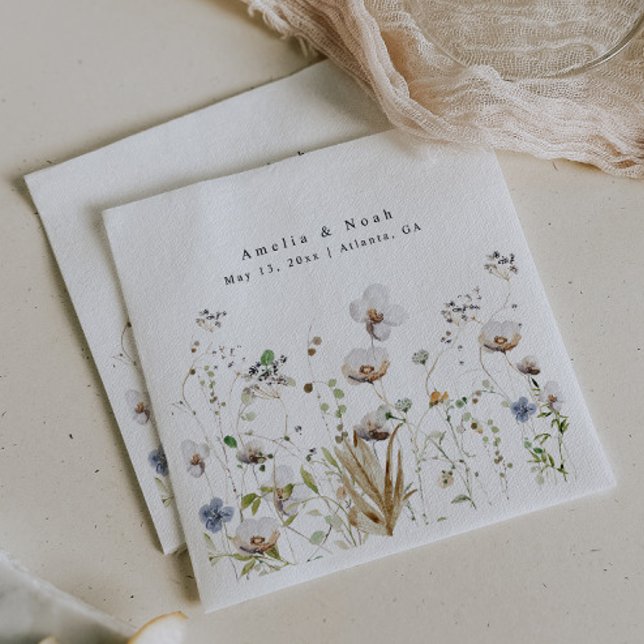 Boho Watercolor Wildflower Wedding Favour Bag Napkin (Creator Uploaded)