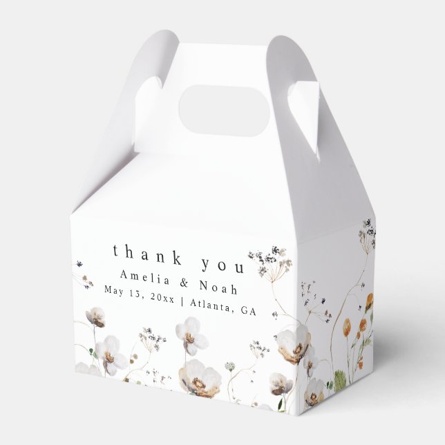 Boho Watercolor Wildflower Wedding Favour Box (Front Side)