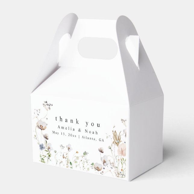Boho Watercolor Wildflower Wedding Favour Box (Front Side)