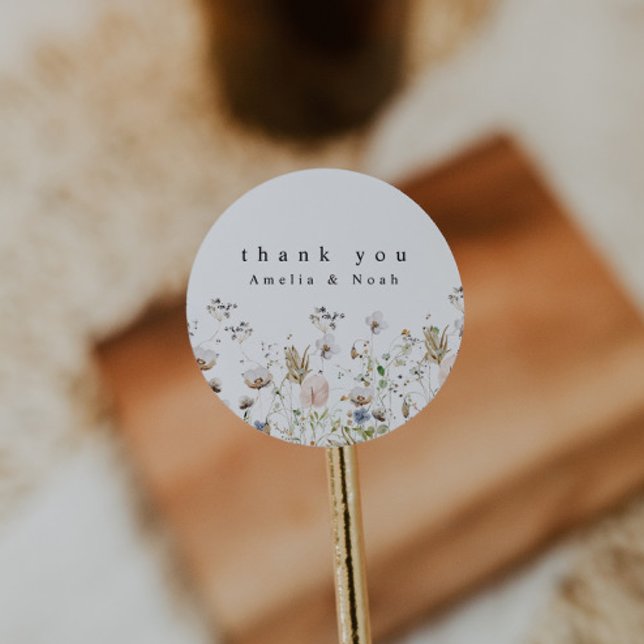 Boho Watercolor Wildflower Wedding Favour Sticker (Creator Uploaded)