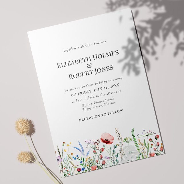 Boho Watercolor Wildflower Wedding Invitation (Creator Uploaded)