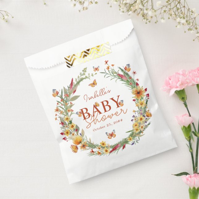 Boho Watercolor Wildflowers Baby Shower Favour Bags (Sealed)