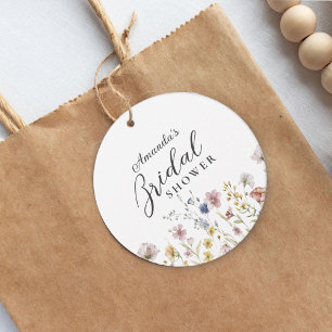 Boho Watercolor Wildflowers Floral Bridal Shower Favour Tags