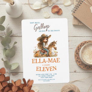 Boho Watercolor Wildflowers Horse Girl Birthday Invitation