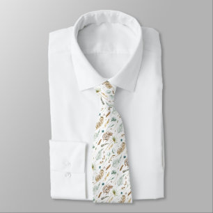Boho Watercolor Wildflowers Pattern Neck Tie