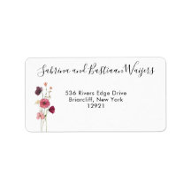 Boho Watercolor Wildflowers Return Labels
