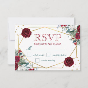 Boho Watercolor Winter Flowers Wedding RSVP Card