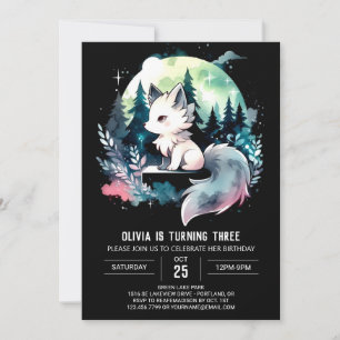 Boho Watercolor Wolf Birthday Invitation