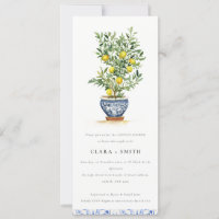 Boho Watercolor Yellow Lemon Tree Couples Shower
