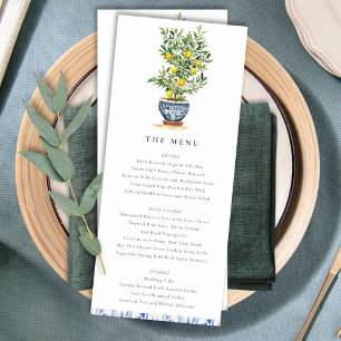 Boho Watercolor Yellow Lemon Tree Menu Card