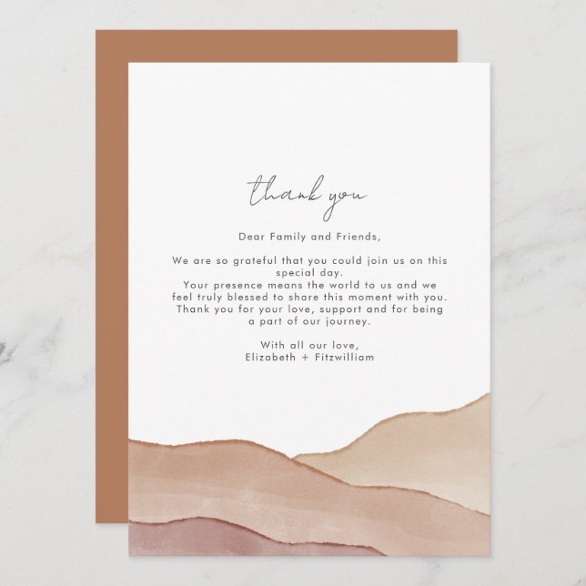 Boho Watercolour Abstract | Caramel Mocha      Menu (Front/Back)