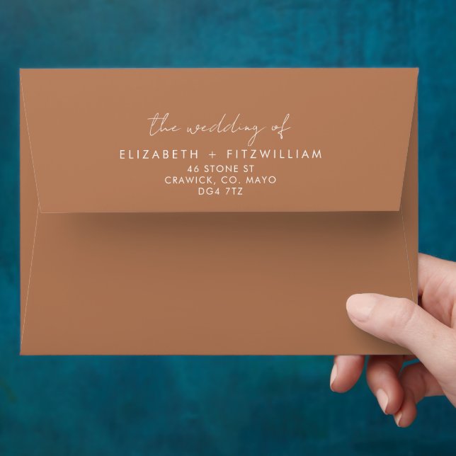 Boho Watercolour Abstract | Caramel Mocha Wedding  Envelope (Hand)