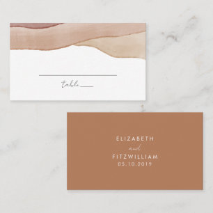 Boho Watercolour Abstract   Caramel Mocha Wedding Place Card
