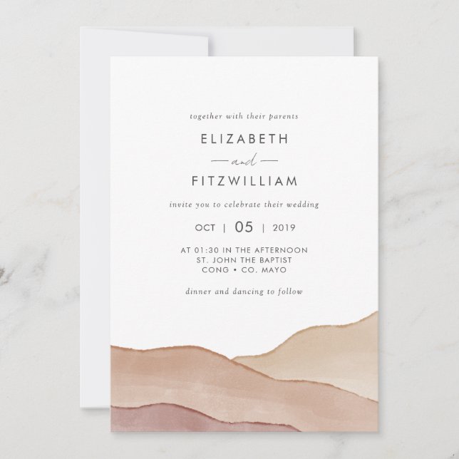 Boho Watercolour Abstract | Front and Back Wedding Invitation (Front)