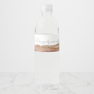 Boho Watercolour Abstract 𝄅 Happily Ever After  Water Bottle Label
