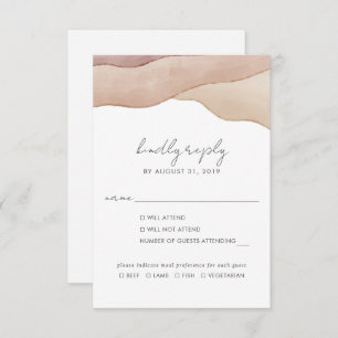 Boho Watercolour Abstract Meal Choice Wedding RSVP Card