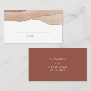 Boho Watercolour Abstract   Rust Maple Wedding Place Card