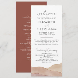 Boho Watercolour Abstract Rust Maple Wedding Programme