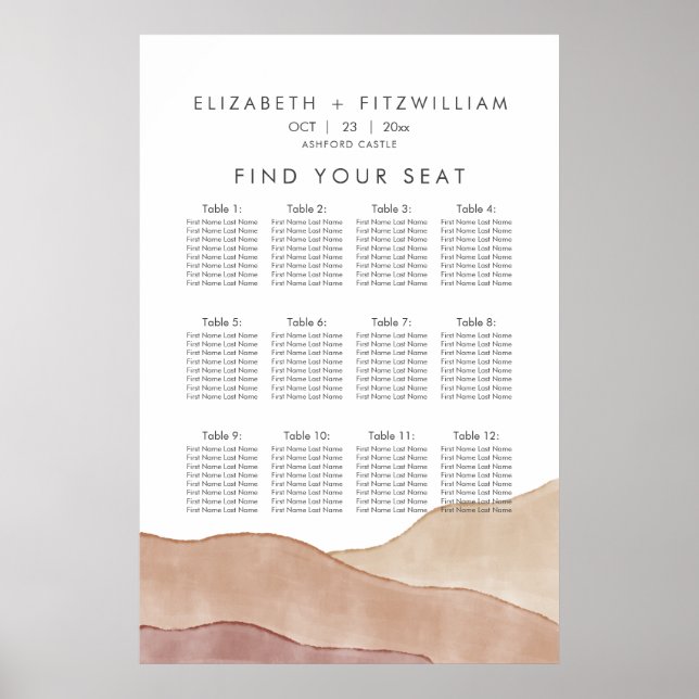 Boho Watercolour Abstract | Seating Chart Poster (Front)
