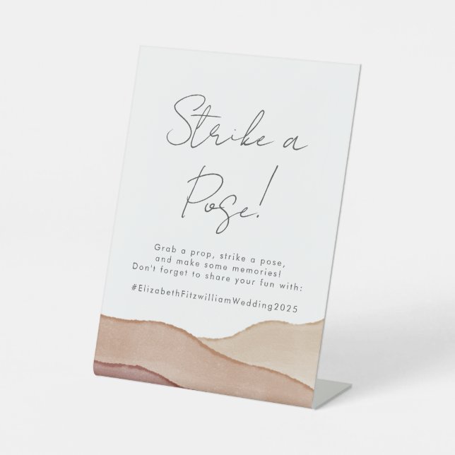 Boho Watercolour Abstract | Strike A Pose Wedding Pedestal Sign (Front)