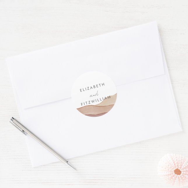 Boho Watercolour Abstract | Wedding Envelopes Classic Round Sticker (Envelope)