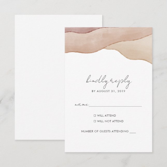 Boho Watercolour Abstract Wedding RSVP Card (Front/Back)
