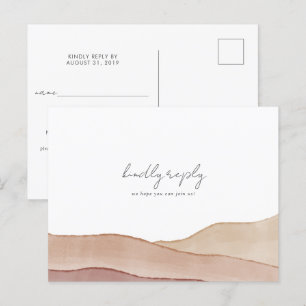 Boho Watercolour Abstract Wedding RSVP  Postcard