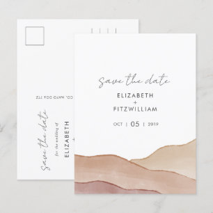Boho Watercolour Abstract Wedding Save The Date Postcard