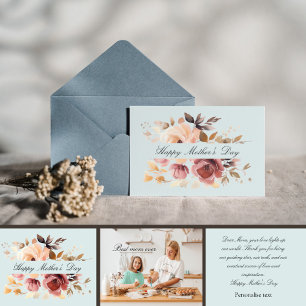 Boho watercolour personalised photo mother’s day  card