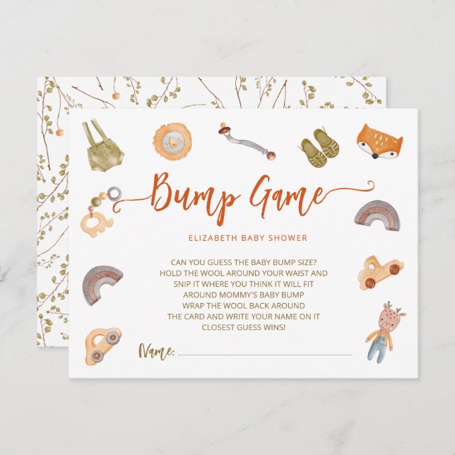 Boho Waterolor Baby Shower Bump Game Enclosure Car (Front/Back)