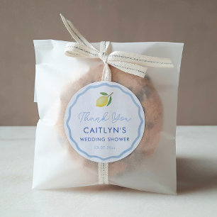 Boho Wavy Line Citrus Lemon Wedding Shower Favour Classic Round Sticker