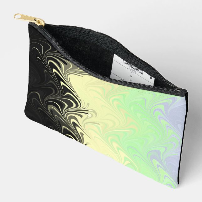 Boho Wavy Marbled Abstract Cassgender Pride Flag Accessory Pouch (Open)