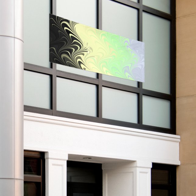Boho Wavy Marbled Abstract Cassgender Pride Flag Banner (Outside Building)