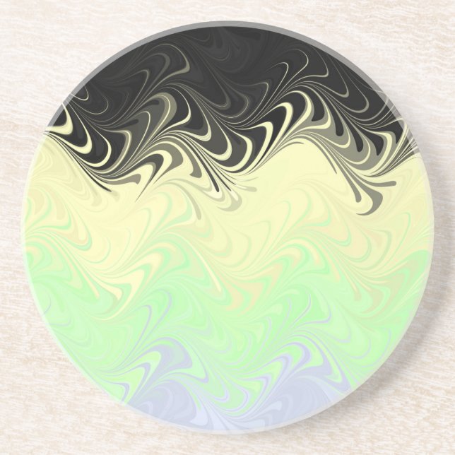 Boho Wavy Marbled Abstract Cassgender Pride Flag Coaster (Front)