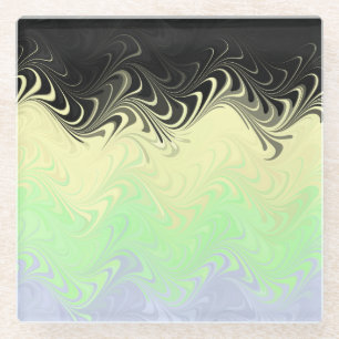 Boho Wavy Marbled Abstract Cassgender Pride Flag Glass Coaster