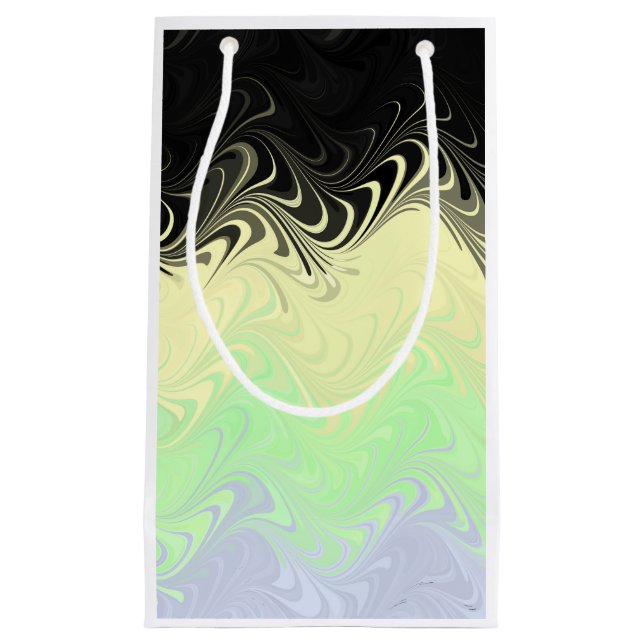 Boho Wavy Marbled Abstract Cassgender Pride Flag Small Gift Bag (Front)