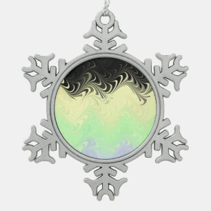 Boho Wavy Marbled Abstract Cassgender Pride Flag Snowflake Pewter Christmas Ornament