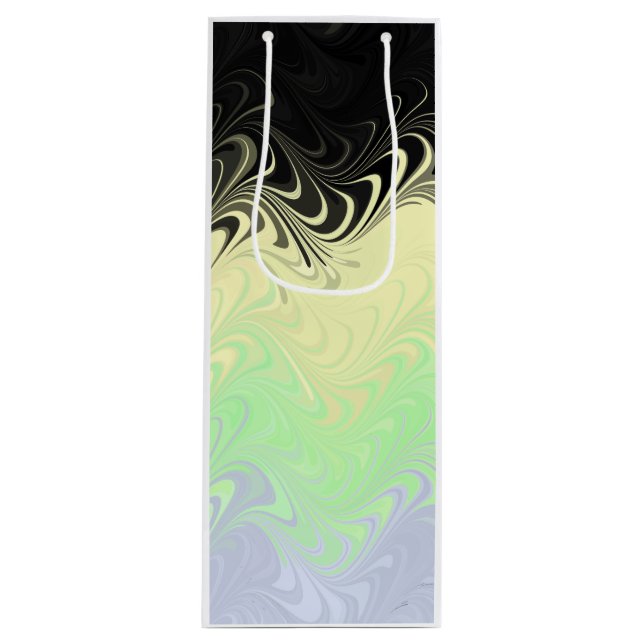 Boho Wavy Marbled Abstract Cassgender Pride Flag Wine Gift Bag (Front)
