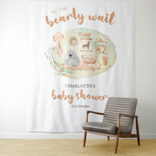 Boho We Can Bearly Wait Baby Shower Backdrops Tapestry
