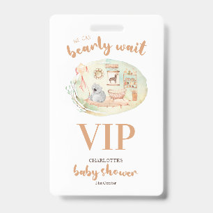 Boho We Can Bearly Wait Baby Shower ID Badge