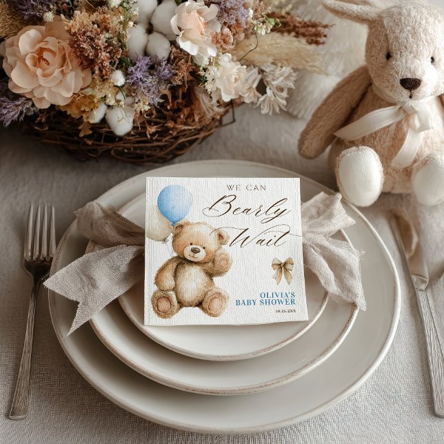 Boho We Can Bearly Wait Teddy Bear Baby Shower Napkin (Boho We Can Bearly Wait Teddy Bear Baby Shower Napkins)