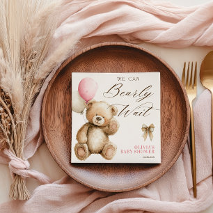 Boho We Can Bearly Wait Teddy Bear Baby Shower Napkin