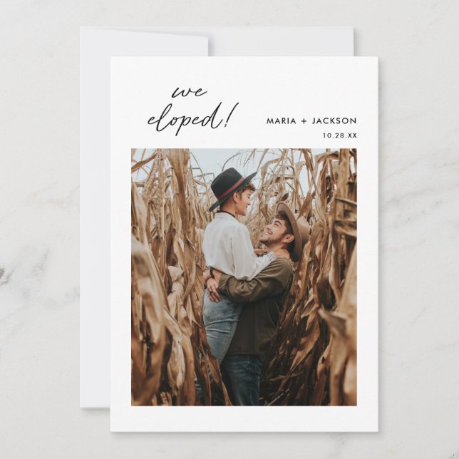 Boho We Eloped Photo Elopement Announcement (Front)