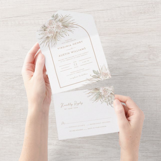 Boho Wedding All In One Invitation (Tearaway)