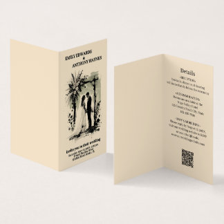 Boho Wedding Arch Invitation with Bride and Groom