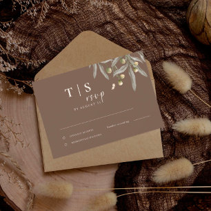 Boho Wedding Beige Botanical  RSVP Card