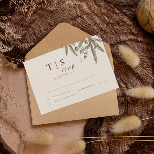 Boho Wedding Beige Botanical RSVP Card